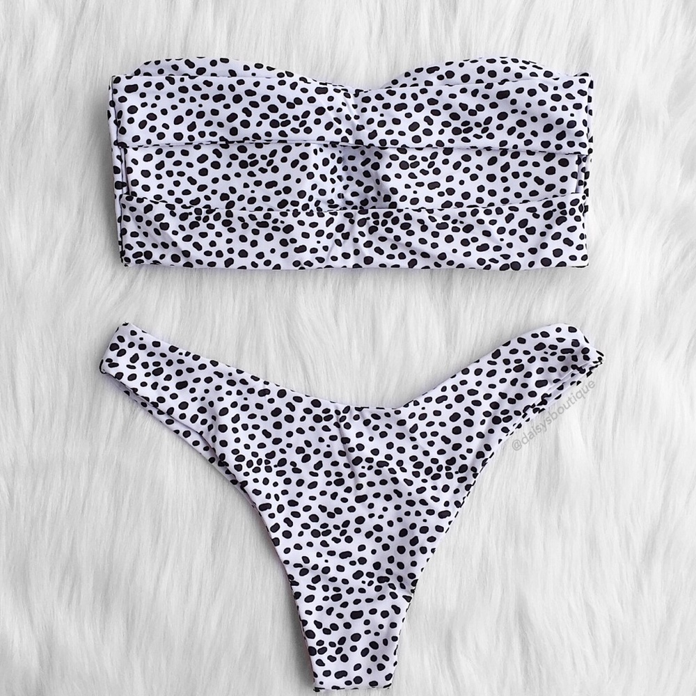 White black speckled bandeau bikini - Picture 3 of 5